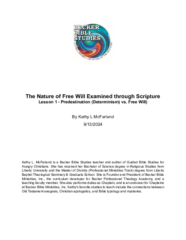 (PDF) The Nature of Free Will Examined through Scripture (Lesson 1)