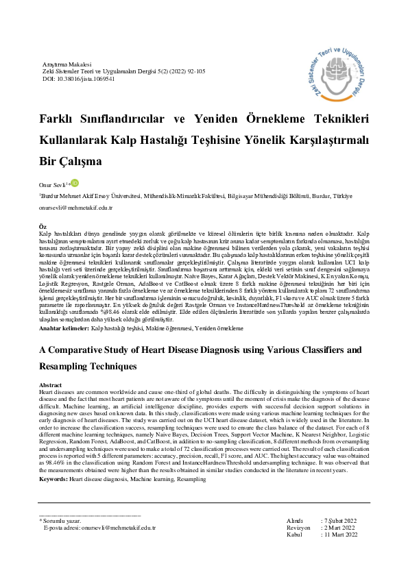 (PDF) A Comparative Study of Heart Disease Diagnosis using Various ...