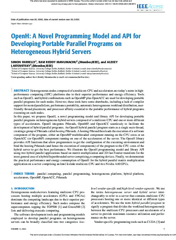 (PDF) OpenH: A Novel Programming Model and API for Developing Portable ...