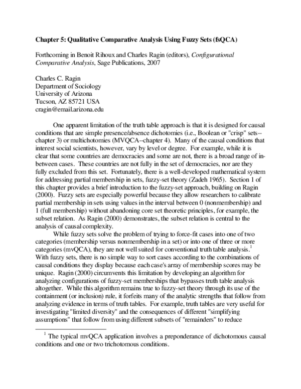 (PDF) Chapter 5: Qualitative Comparative Analysis Using Fuzzy Sets ...