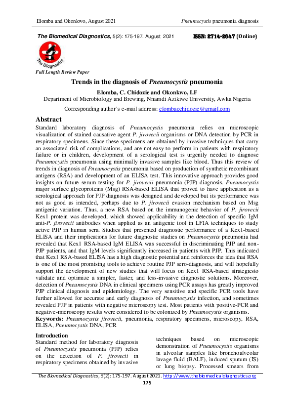 (PDF) Trends in the diagnosis of Pneumocystis pneumonia