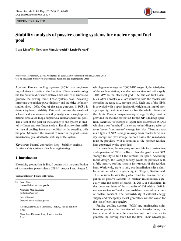 (PDF) Stability analysis of passive cooling systems for nuclear spent ...