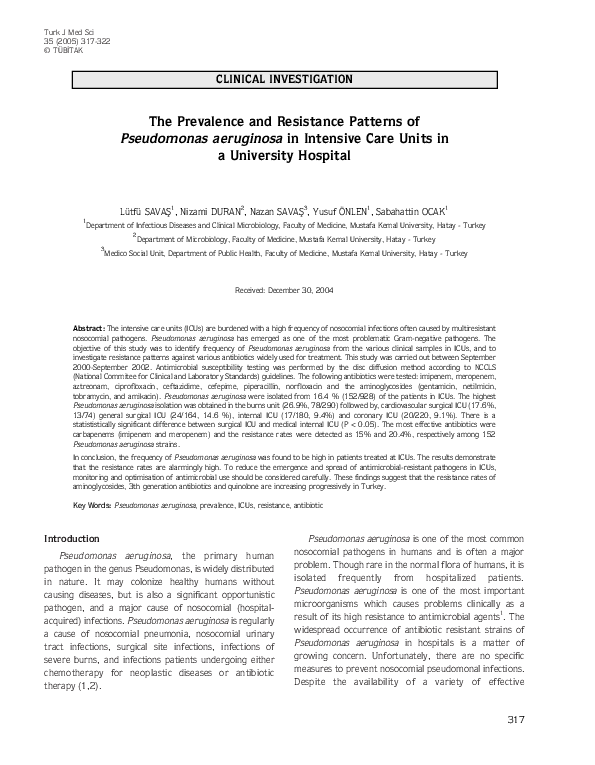 (PDF) The Prevalence and Resistance Patterns of Pseudomonas aeruginosa ...