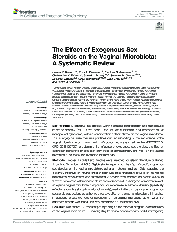 (PDF) The Effect of Exogenous Sex Steroids on the Vaginal Microbiota: A ...