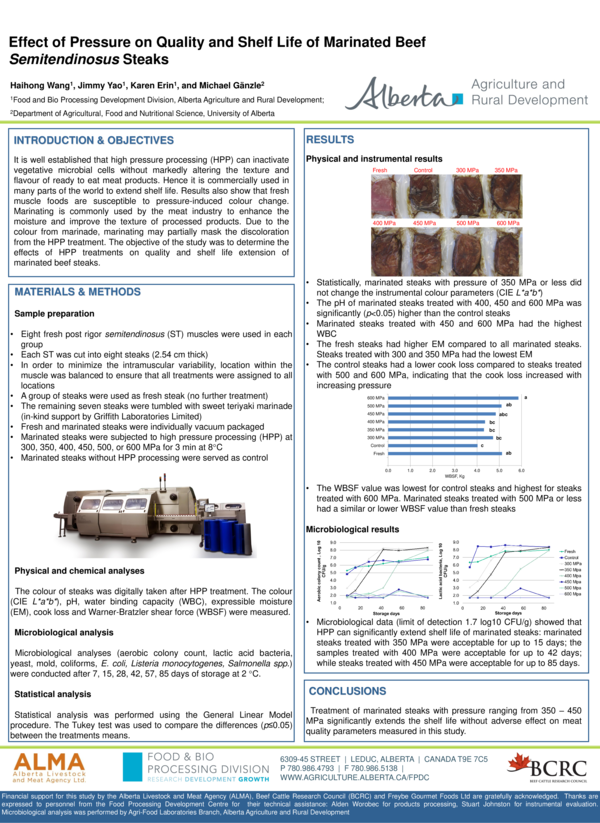 (PDF) Effect of pressure on quality and shelf life of marinated beef ...