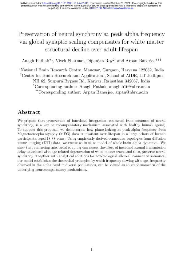 (PDF) Preservation of neural synchrony at peak alpha frequency via ...