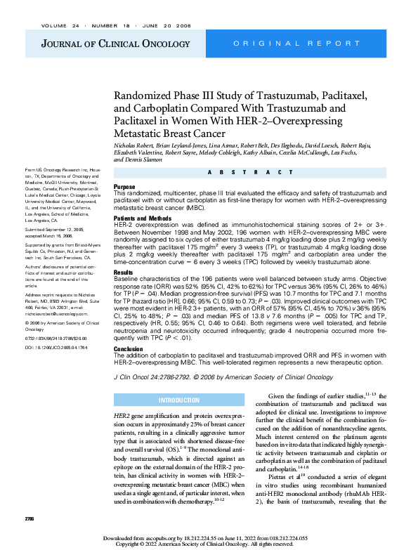 (PDF) Randomized Phase III Study of Trastuzumab, Paclitaxel, and ...