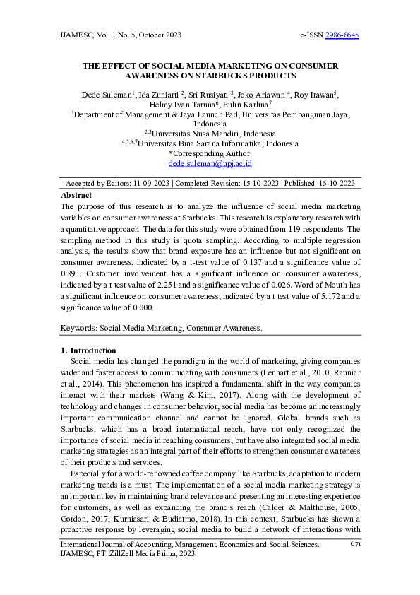 (PDF) The Effect of Social Media Marketing on Consumer Awareness on ...