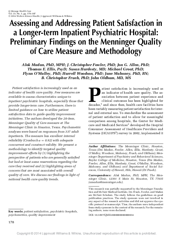 (PDF) Assessing and Addressing Patient Satisfaction in a Longer-term ...