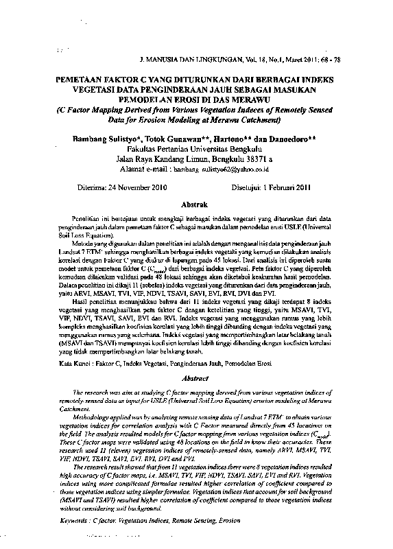 (PDF) (C Factor Mapping Derived from Various VegetationI