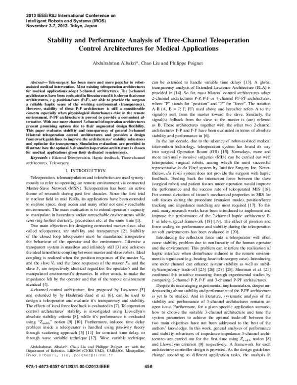(PDF) Stability and performance analysis of three-channel teleoperation ...