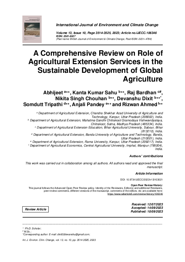 (PDF) A Comprehensive Review on Role of Agricultural Extension Services ...