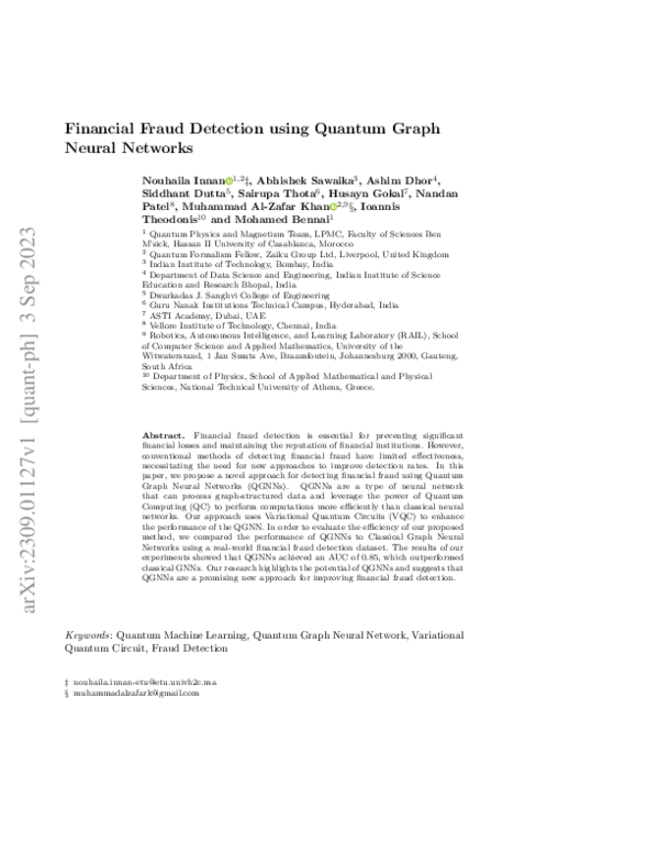 (PDF) Financial Fraud Detection using Quantum Graph Neural Networks