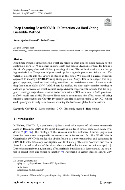 (PDF) Deep Learning Based COVID-19 Detection via Hard Voting Ensemble ...