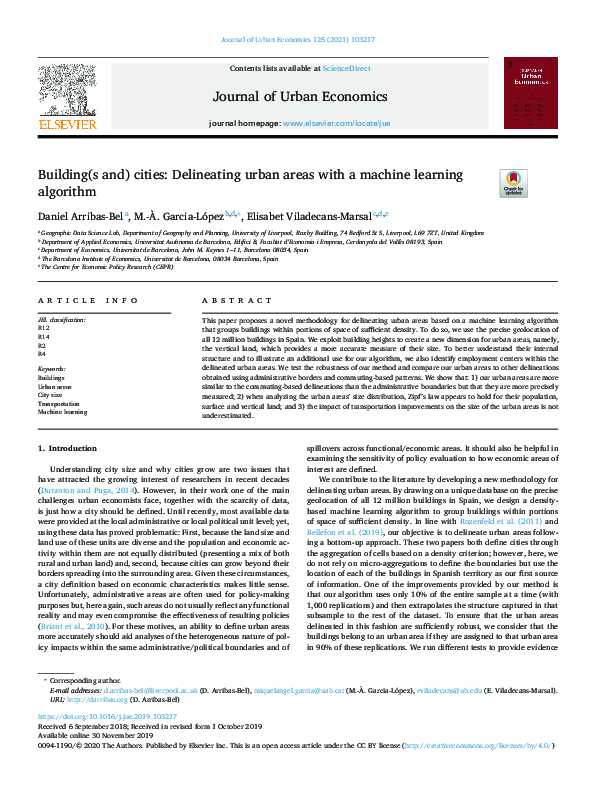 (PDF) Building(s and) Cities: Delineating Urban Areas with a Machine ...