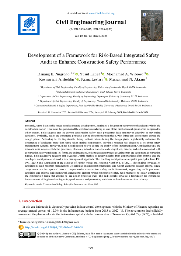 (PDF) Development of a Framework for Risk-Based Integrated Safety Audit ...