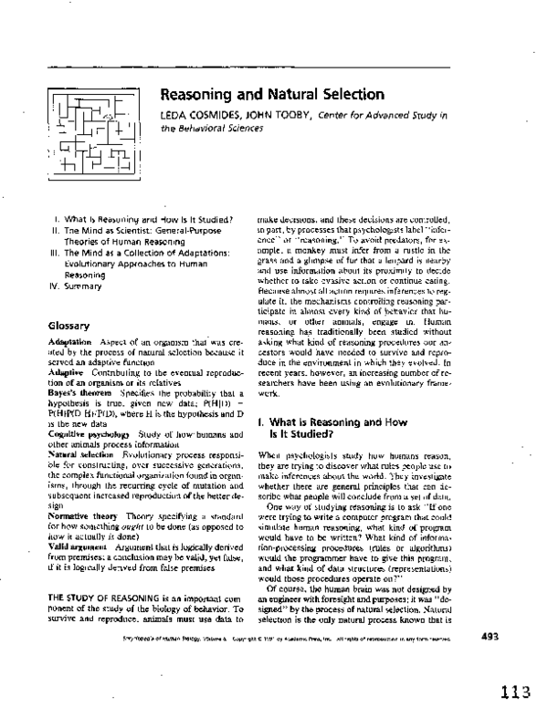 (PDF) Reasoning and natural selection