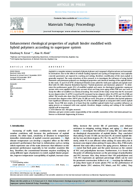 (PDF) Enhancement rheological properties of asphalt binder modified ...