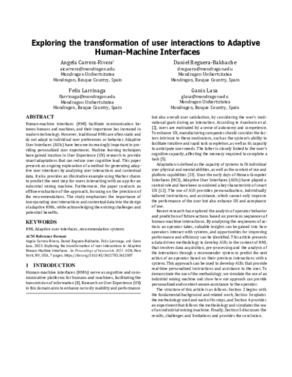 (PDF) Exploring the transformation of user interactions to Adaptive ...
