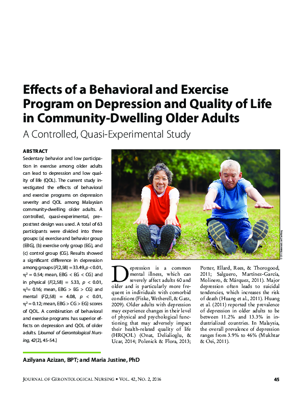 (PDF) Effects of a Behavioral and Exercise Program on Depression and ...
