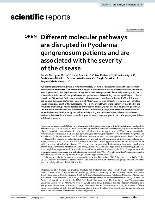 (PDF) Different molecular pathways are disrupted in Pyoderma ...
