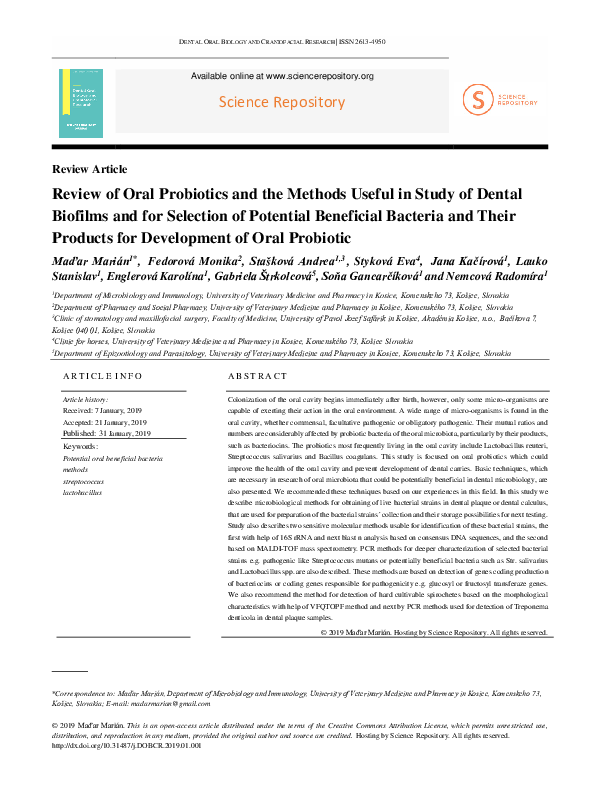 (PDF) Review of Oral Probiotics and the Methods Useful in Study of ...