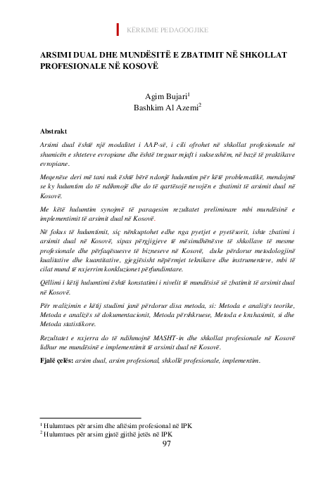 (PDF) Arsimi dual dhe mundësitë e zbatimit në shkollat profesionale në ...