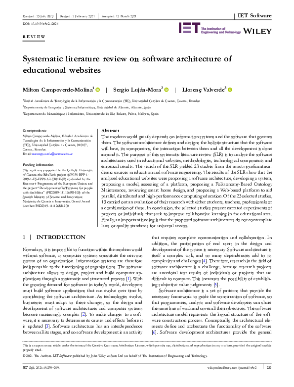 (PDF) Systematic literature review on software architecture of ...