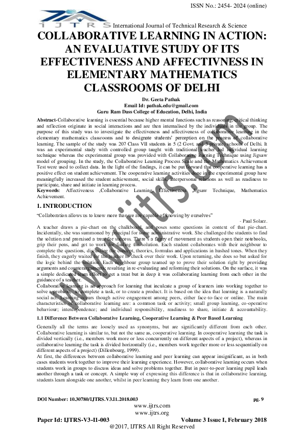 (PDF) Collaborative Learning in Action:An Evaluative Study of its ...