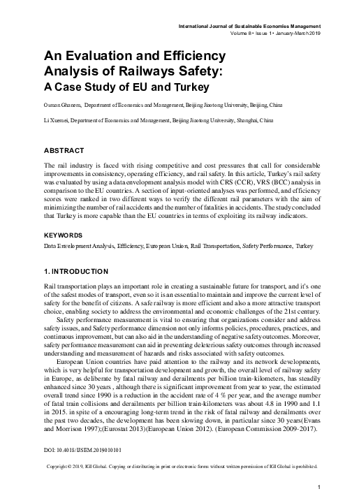 (PDF) An Evaluation and Efficiency Analysis of Railways Safety