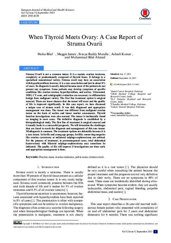 (PDF) When Thyroid Meets Ovary: A Case Report of Struma Ovarii