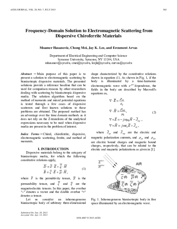 (PDF) Frequency-Domain Solution to Electromagnetic Scattering from ...