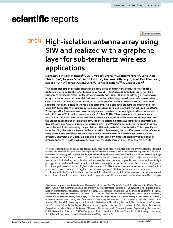 (PDF) High-isolation antenna array using SIW and realized with a ...