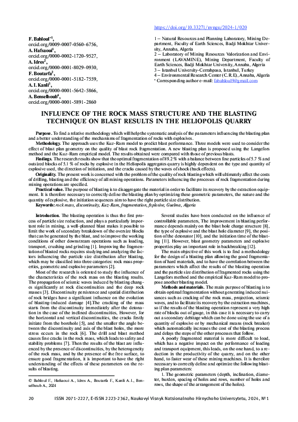 (PDF) Influence of the rock mass structure and the blasting technique ...