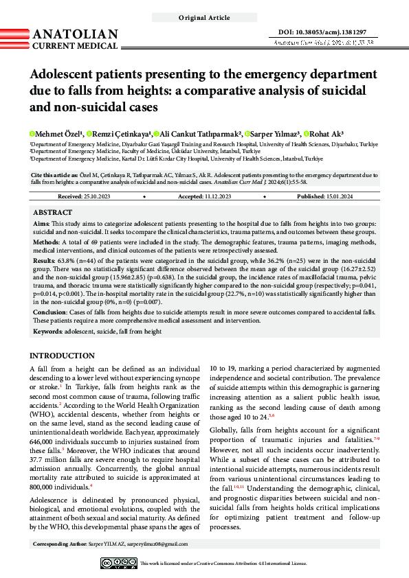 (PDF) Adolescent patients presenting to the emergency department due to ...