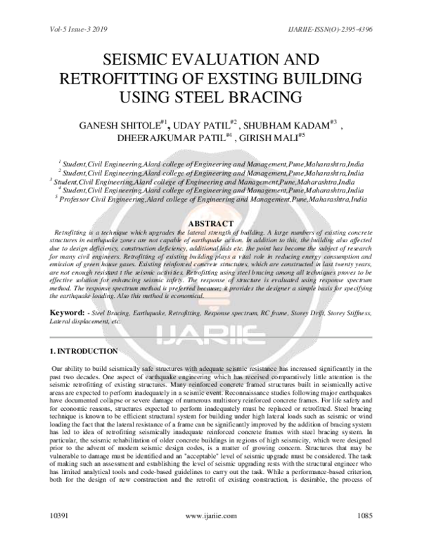 (PDF) Seismic Evaluation and Retrofitting of Existing Building Using ...