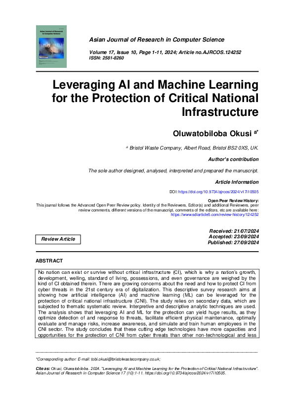 (PDF) Leveraging AI and Machine Learning for the Protection of Critical ...