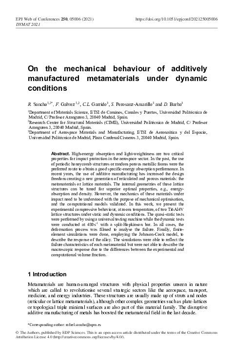 (PDF) On the mechanical behaviour of additively manufactured ...