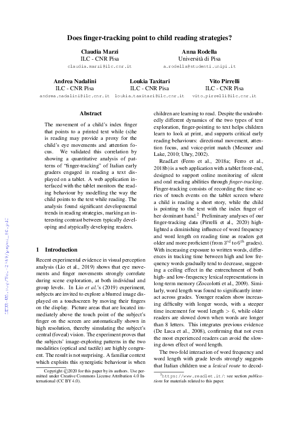 (PDF) Does finger-tracking point to child reading strategies?