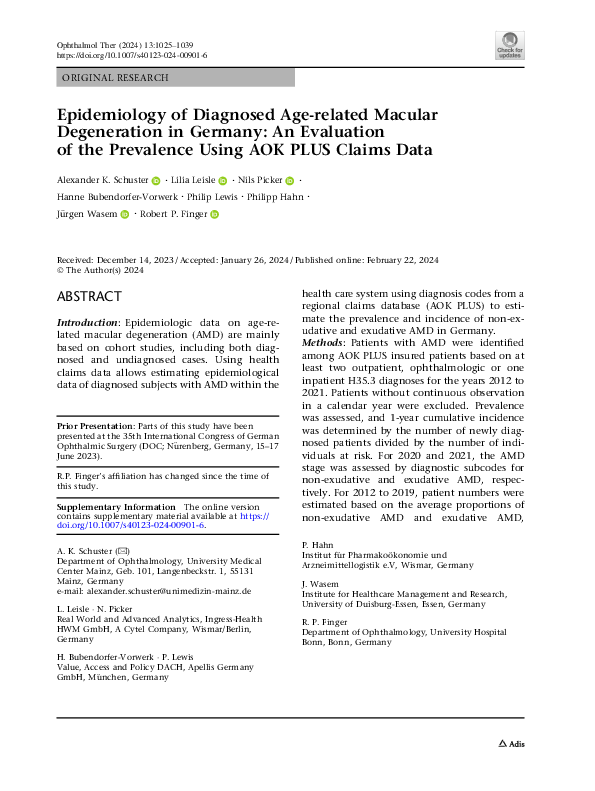 (PDF) Epidemiology of Diagnosed Age-related Macular Degeneration in ...