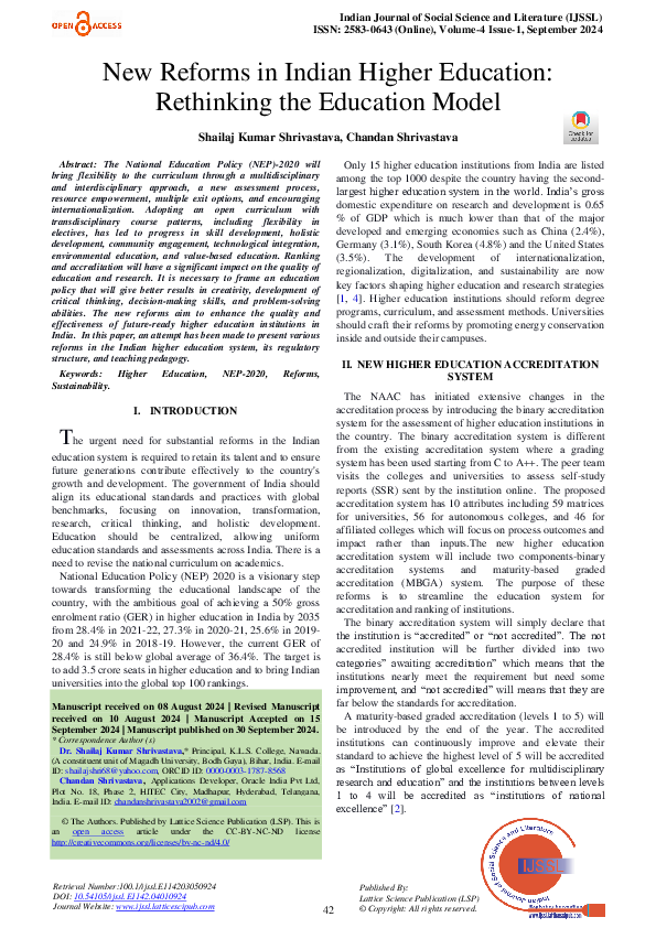 (PDF) New Reforms in Indian Higher Education: Rethinking the Education ...
