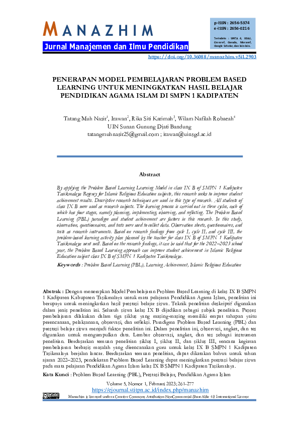 (PDF) Penerapan Model Pembelajaran Problem Based Learning untuk ...