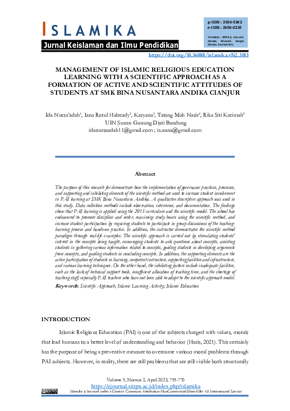 (PDF) Management of Islamic Religious Education Learning with a ...