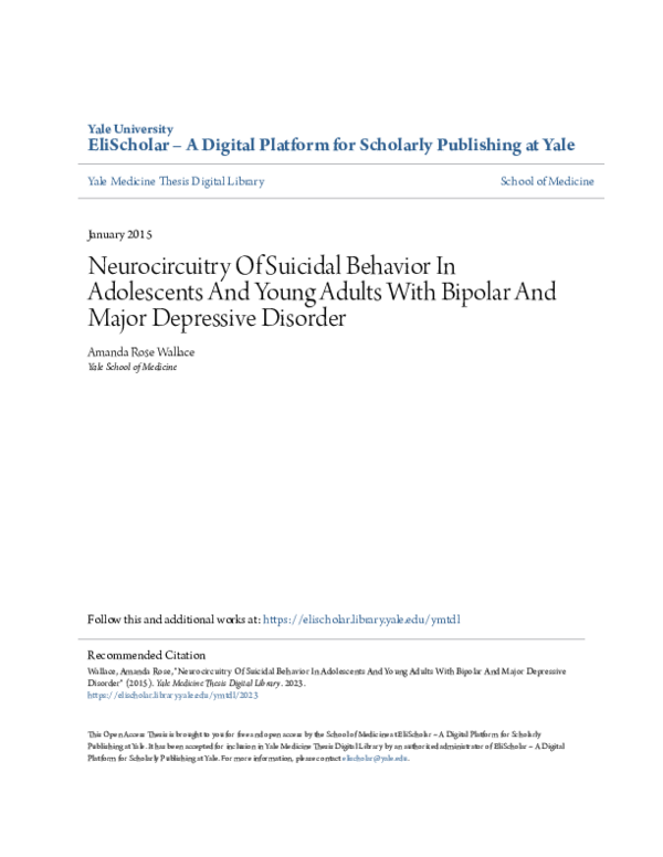 (PDF) Neurocircuitry Of Suicidal Behavior In Adolescents And Young ...
