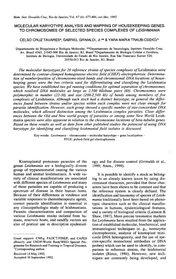 (PDF) Molecular karyotype analysis and mapping of housekeeping genes to