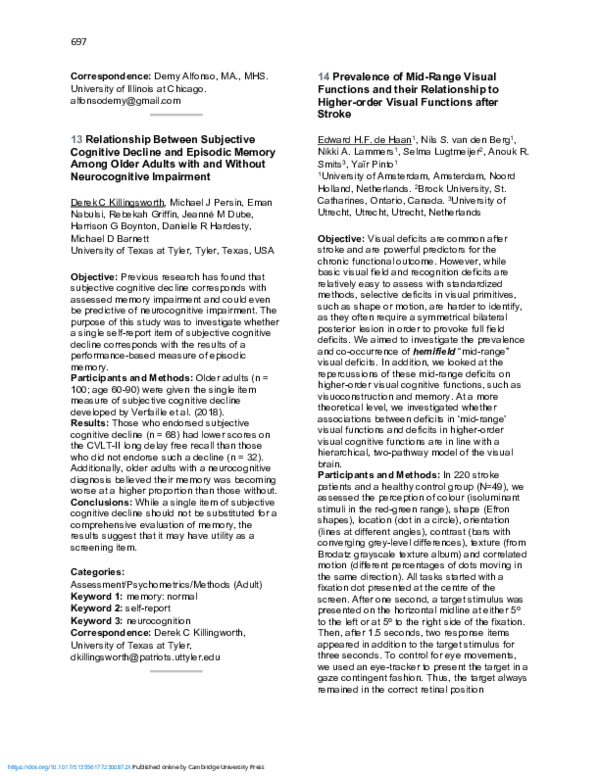 (PDF) 14 Prevalence of Mid-Range Visual Functions and their ...