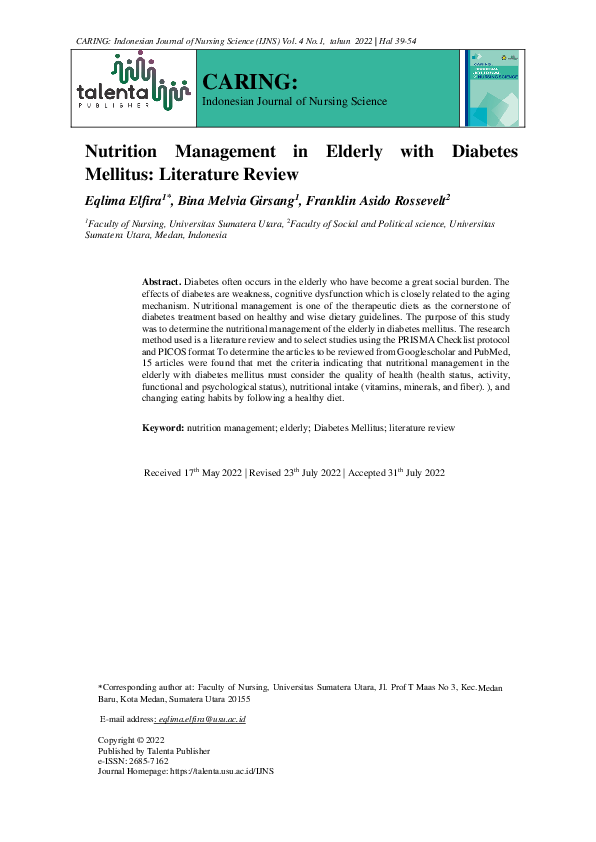 (PDF) Nutrition Management in Elderly with Diabetes Mellitus ...
