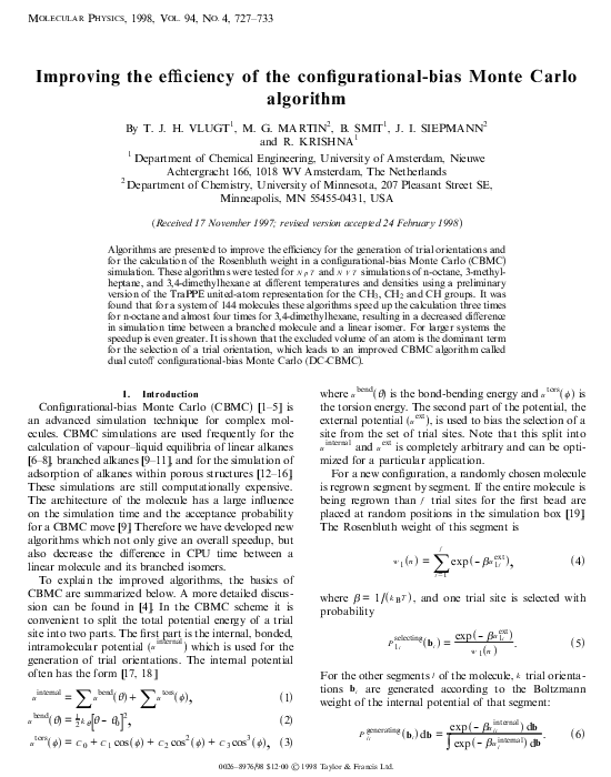 (PDF) Improving the efficiency of the configurational-bias Monte Carlo ...