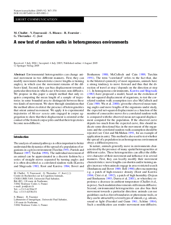 (PDF) A new test of random walks in heterogeneous environments