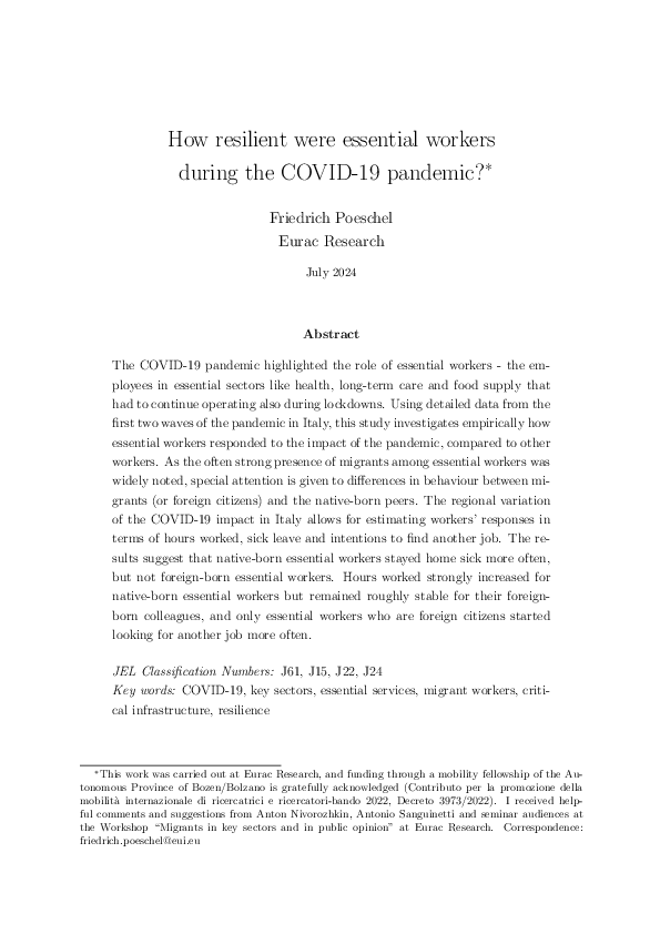 (PDF) How resilient were essential workers during the COVID-19 pandemic